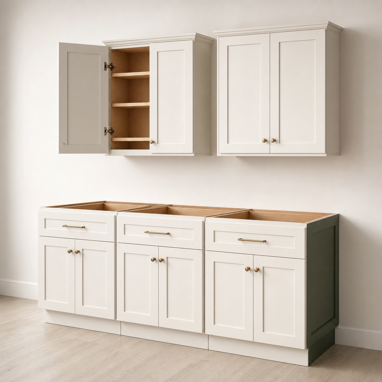 Modern full-access base and wall cabinets