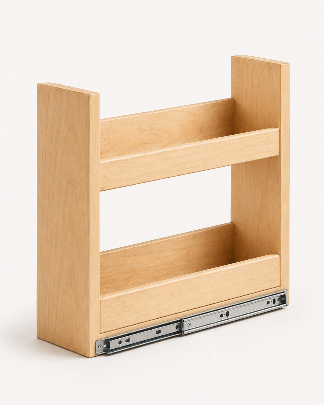 Pull-out spice organizer for a kitchen cabinet